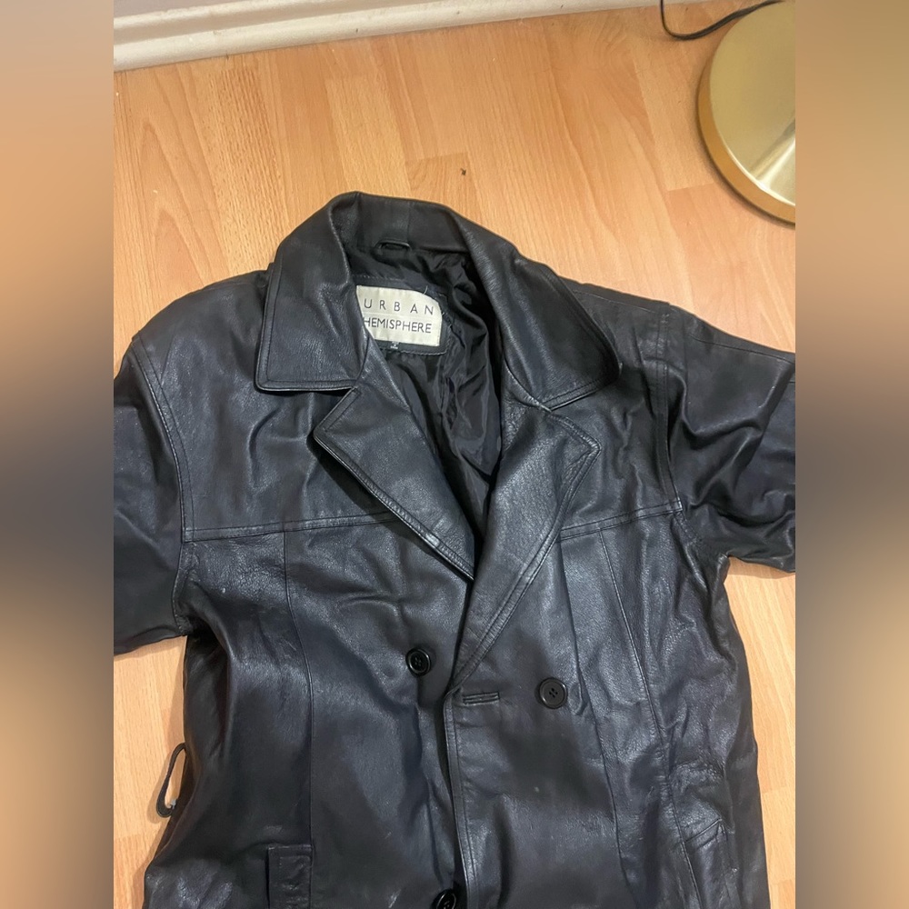 BLACK LEATHER TRENCH COAT